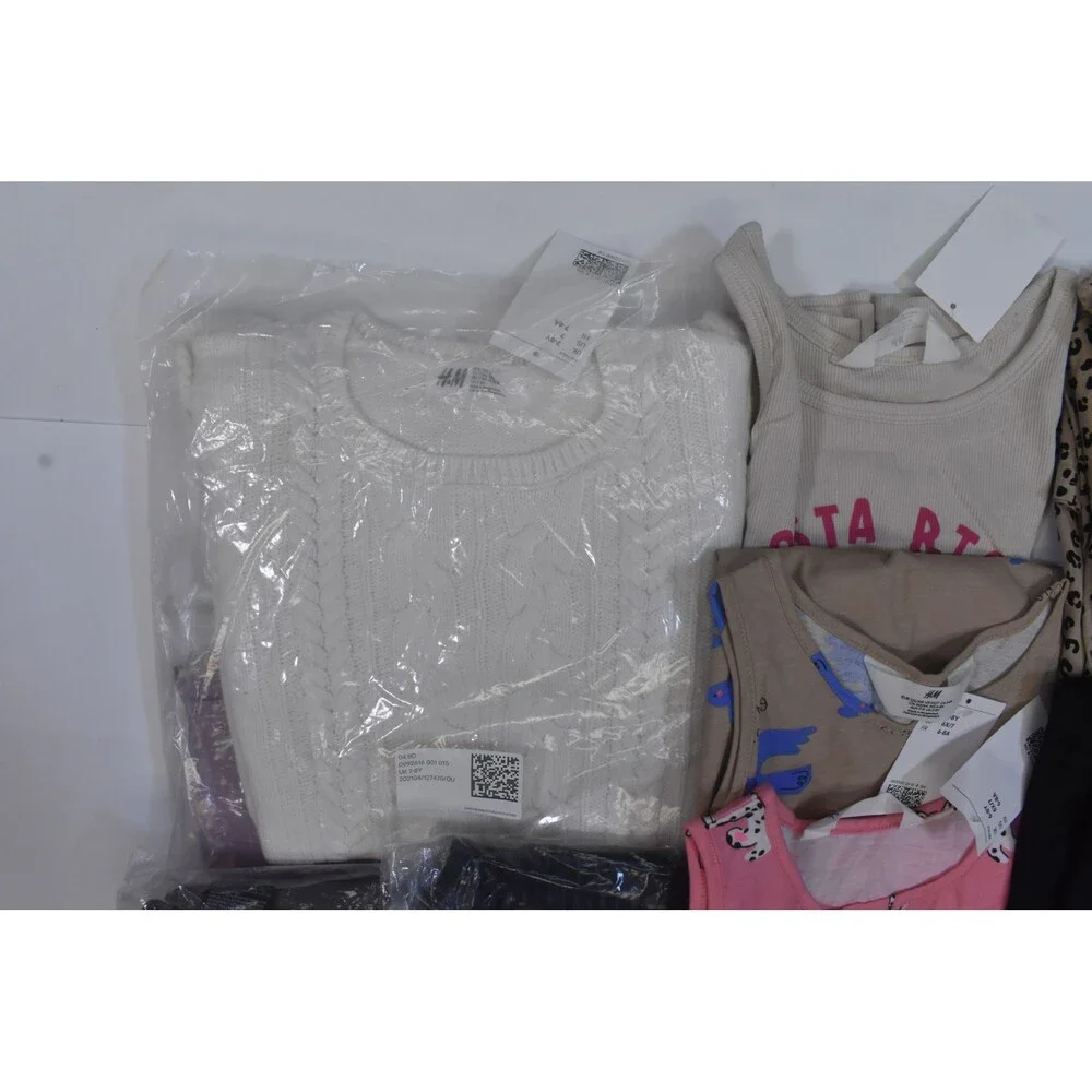 H&M Bulk Lot Of 14 Girls Size Small 6/7 Mixed Season Tops Bottoms Dresses